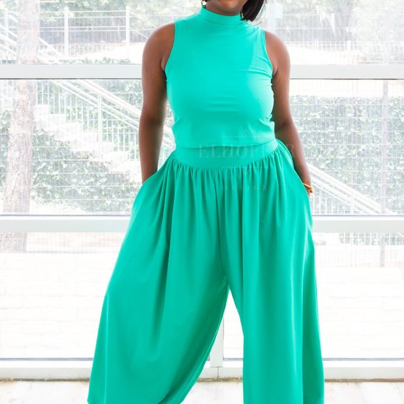 Elhoffer Essential Yasmin Harem Pants Jade Teal S NWT - Picture 2 of 5